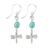 Sterling Silver Dragonfly Earrings Handcrafted Jewelry Turquoise Drop Earrings
