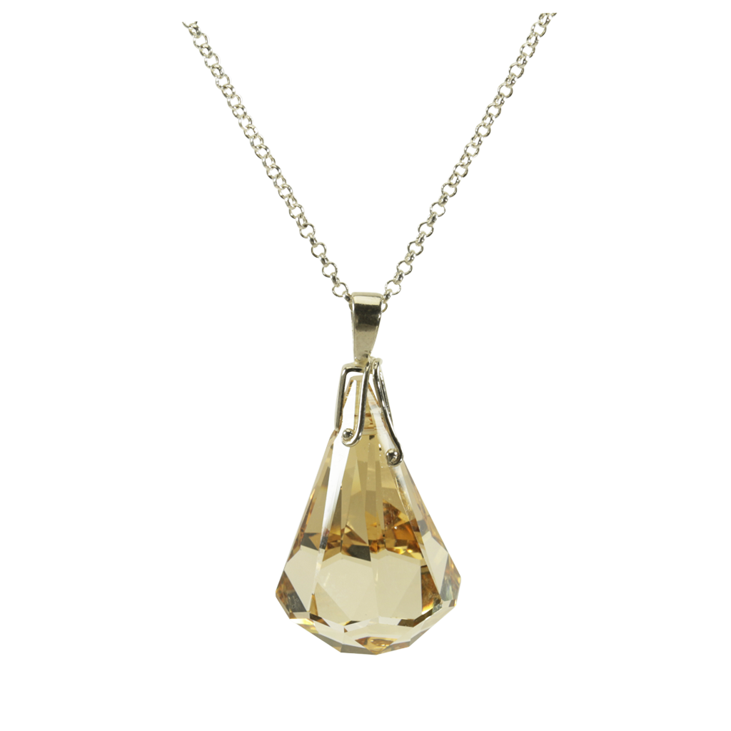 Fancy Crystal Raindrop Gold Necklace