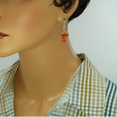 Fire Opal Crystal Earrings - Sterling - Opal Crystal Earrings - Summer Hues