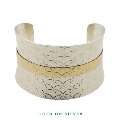 Bracelet-Textured Anticlastic Gold on Silver Cuff Bracelet