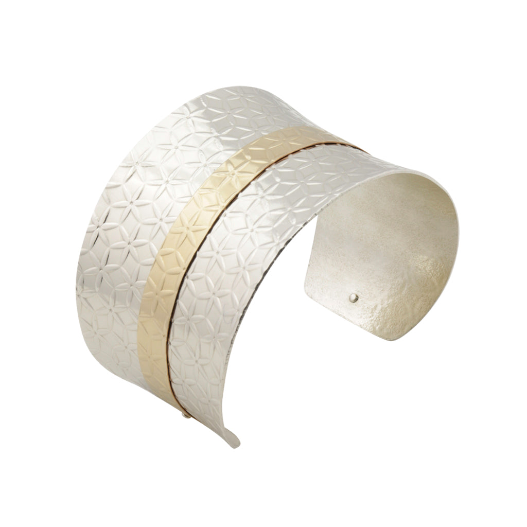 Bracelet-Textured Anticlastic Gold on Silver Cuff Bracelet