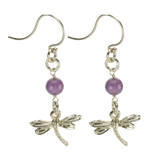  Silver Dragonfly Earrings Handcrafted Jewelry Amethyst Drop Earrings