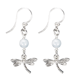 Sterling Silver Dragonfly Earrings Handcrafted Jewelry Aquamarine Drop Earrings