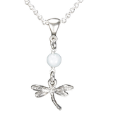 Sterling Silver Dragonfly Necklace Handcrafted Jewelry Aquamarine Pendant Necklace
