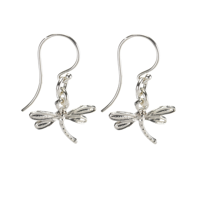 Sterling Silver Dragonfly Earrings Handcrafted Jewelry Cute Drop Earrings