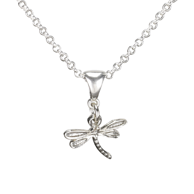 Sterling Silver Dragonfly Necklace Handcrafted Jewelry Cute Pendant Necklace