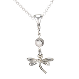 Sterling Silver Dragonfly Necklace Handcrafted Jewelry Howlite Pendant Necklace