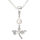 Sterling Silver Dragonfly Necklace Handcrafted Jewelry Pearl Pendant Necklace