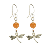 Sterling Silver Dragonfly Earrings Handcrafted Jewelry Red Aventurine Drop Earrings