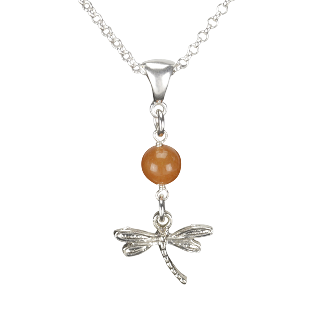 Sterling Silver Dragonfly Necklace Handcrafted Jewelry Red Aventurine Pendant Necklace