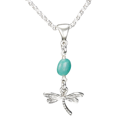 Sterling Silver Dragonfly Necklace Handcrafted Jewelry Turquoise Pendant Necklace