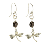Sterling Silver Dragonfly Earrings Handcrafted Jewelry Garnet Drop Earrings