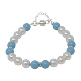 Bracelet-Multicolor Pearl and Crystal Sterling Silver Single Strand Bracelet