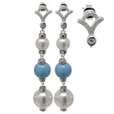 Multicolor Pearl and Crystal Sterling Silver Triple Drops
