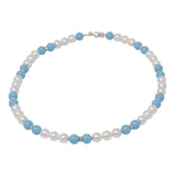 Necklace-Multicolor Pearl and Crystal Sterling Silver Single Strand