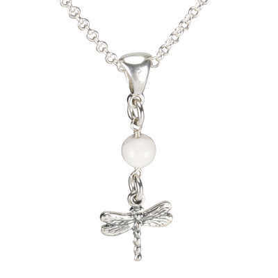 Sterling Silver Dragonfly Necklace Handcrafted Jewelry Howlite Pendant Necklace