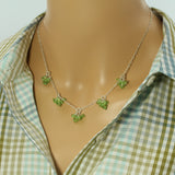 Sterling Peridot Drop Necklace - Trendy - Peridot Drop Necklace - Cluster