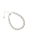 Pearl and Crystal Sterling Silver Single Strand Bracelet