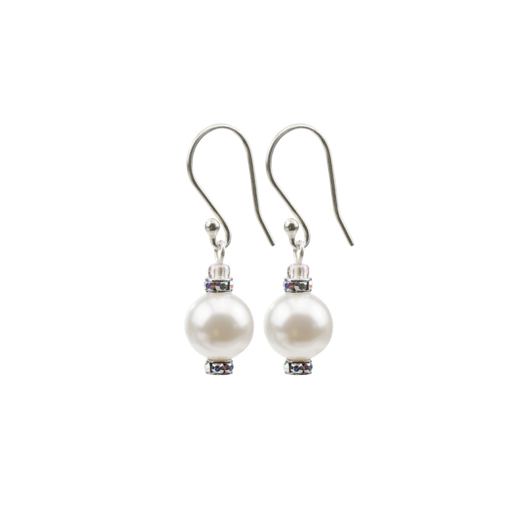 Pearl and Crystal Sterling Silver Drop Earrings