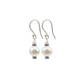 Pearl and Crystal Sterling Silver Drop Earrings