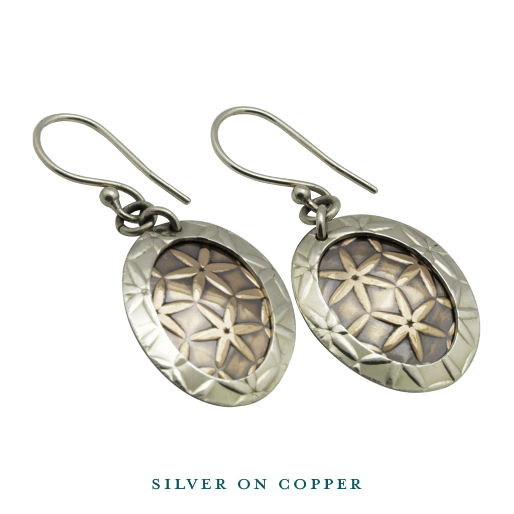 Handcrafted Silver Copper Dangle Earrings