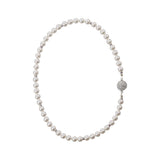 Pearl and Crystal Single Strand Necklace-Sparkle Magnetic Clasp