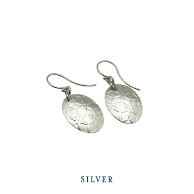 Earrings-Simple Silver Oval Disc Drop Earrings