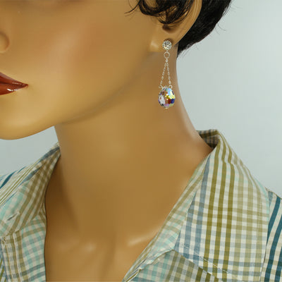 Sparkly Crystal Drop Earrings - Faceted - Crystal Drop Earrings - Sterling