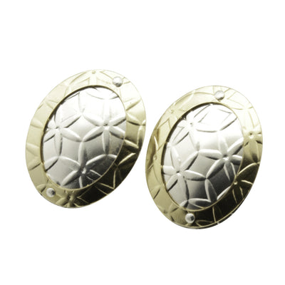 oval disc gold on silver stud earrings